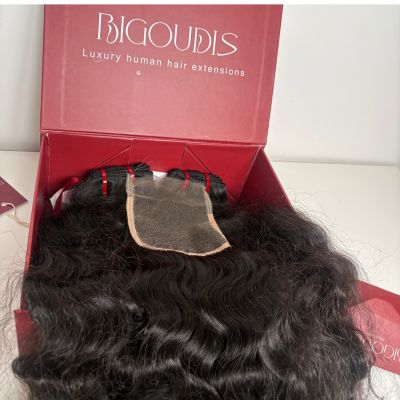 Coffret Signature – 2 Tissages Loose Curly + Closure 4x4 Cheveux Indiens Raw Hair 100% Naturels