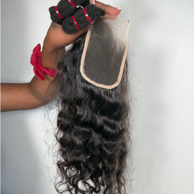 Coffret Majesté – 2 Tissages Deep Curly + Closure HD 4x4 Cheveux Indiens Raw Hair 100% Naturels