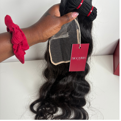 Coffret Élégance – 2 Tissages bodywave + Closure 4x4 Raw Hair Indien