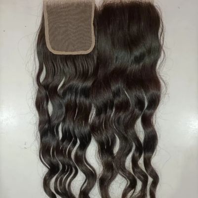 Closure curly en cheveux Raw Indien naturel Bigoudis Raw Hair